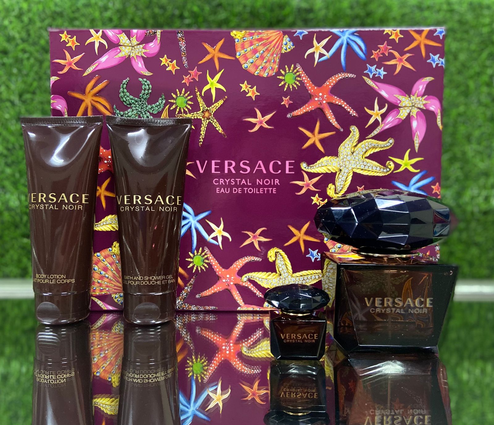 SET VERSACE CRYSTAL NOIR EDT 4 PIEZAS
