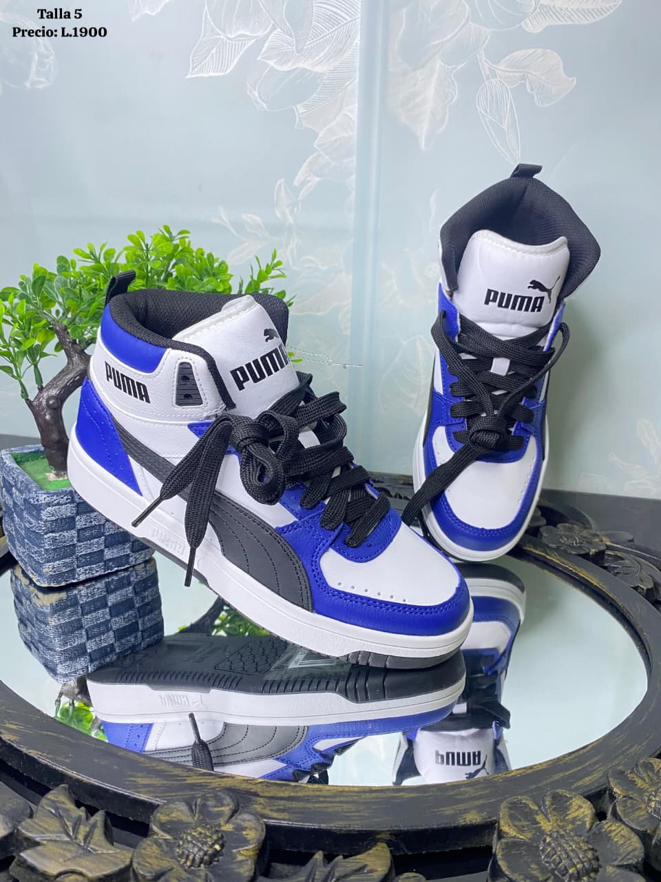 TENIS PUMA ALTO NEGRO, AZUL Y BLANCO