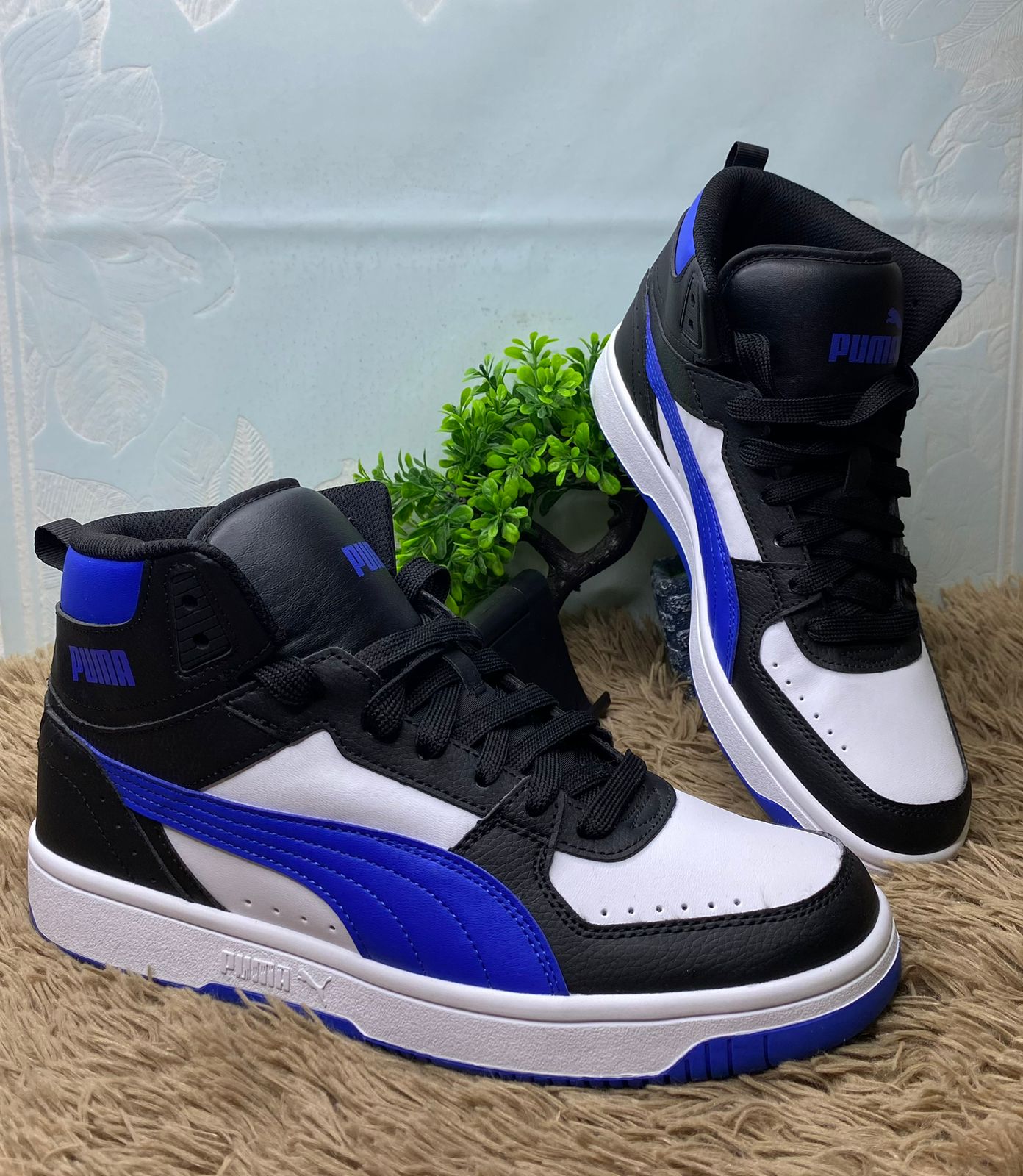 TENIS PUMA ALTO NEGRO, AZUL Y BLANCO