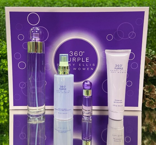 SET 360 PURPLE PERRY ELLIS FOR WOMEN EDP 4 PIEZAS